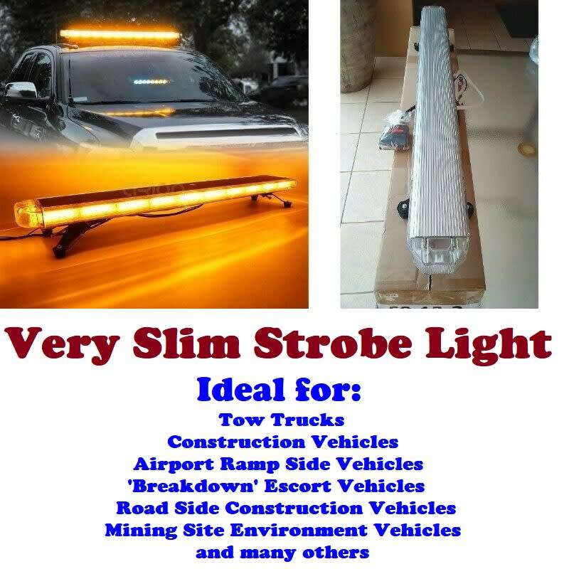 Breakdown Vehicle Roof Top Amber LED Strobe Flash Light Bar. Very Slim Version. Collections Allowed.