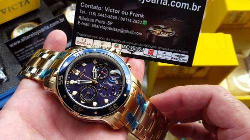 Invicta Men's 0073 Pro Diver Collection Chronograph 18k Gold-Plated Watch with Link Bracelet