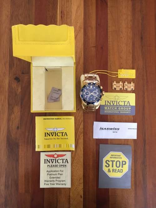 Invicta Men's 0073 Pro Diver Collection Chronograph 18k Gold-Plated Watch with Link Bracelet