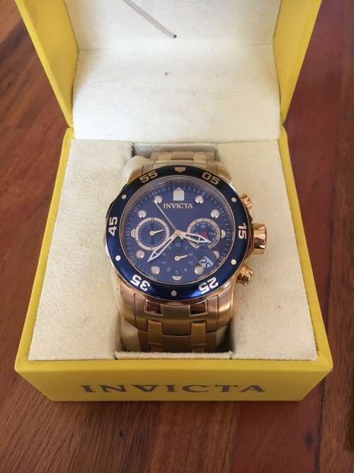 Invicta Men's 0073 Pro Diver Collection Chronograph 18k Gold-Plated Watch with Link Bracelet