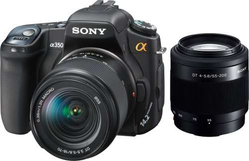Sony Alpha DSLRA350 14.2MP Digital SLR Camera with Super SteadyShot Image +18-70mm and 55-200mm lens
