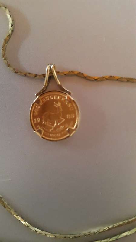 1983 1/10th Oz - 22ct Gold Kruger Rand - Set in pendant