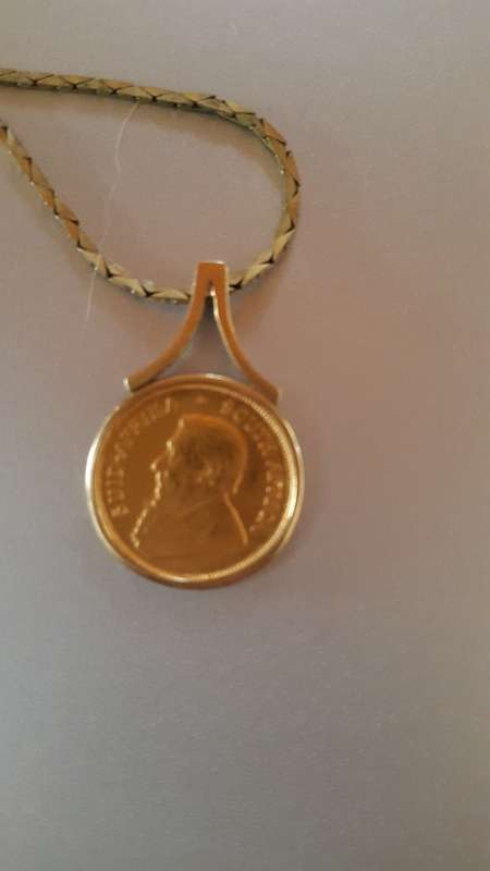 1983 1/10th Oz - 22ct Gold Kruger Rand - Set in pendant