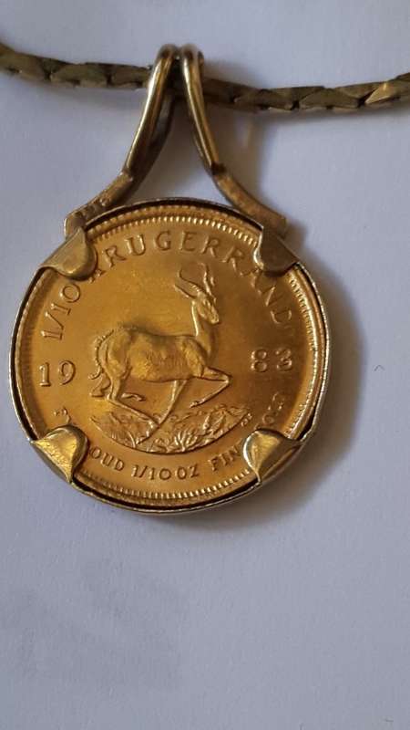 1983 1/10th Oz - 22ct Gold Kruger Rand - Set in pendant