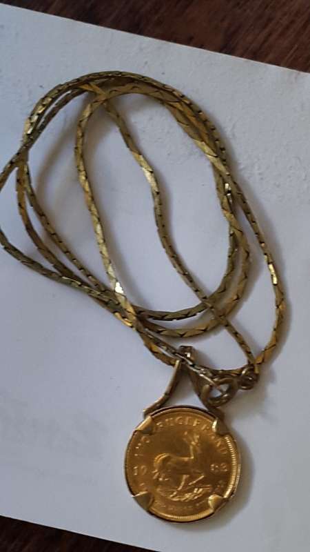 1983 1/10th Oz - 22ct Gold Kruger Rand - Set in pendant