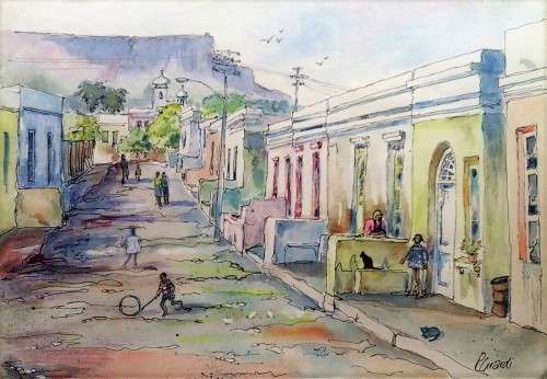 a street in bokaap in bygone timwa