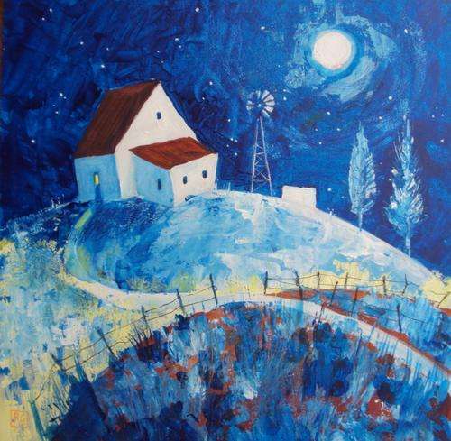 farmhouses on a hill