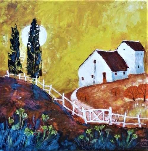 country scene in acrylics