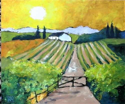 scintillating sunrise scene in the winelands