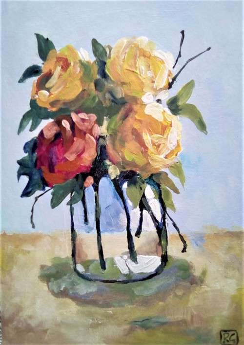 glass vase with glorious roses