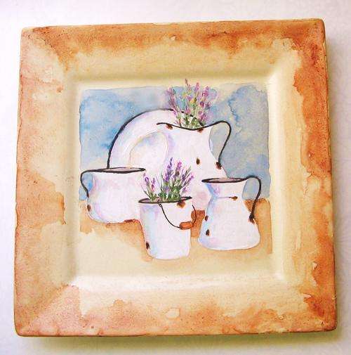 vintage enamelware on ceramic plate