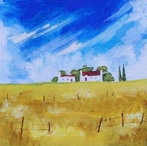 Field with Farm Cottages