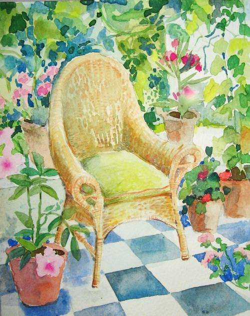 in a sheltered corner of the garden