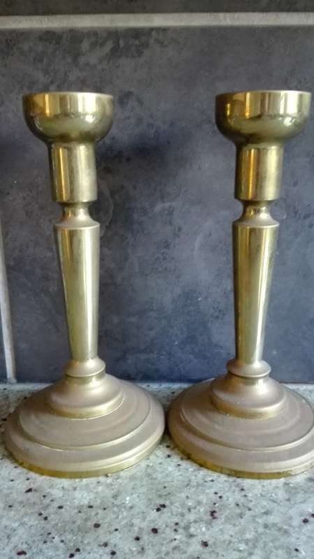 Pair of solid brass candlesticks 25cm.