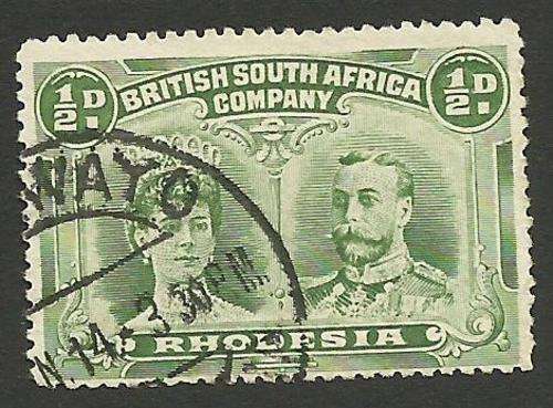 1910 BRITISH SOUTH AFRICA COMPANY 1/2 VERY CLEAN STAMP.