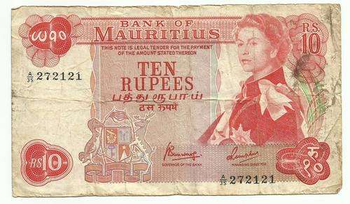A PREFIX TEN RUPEES MAURIUS BANK NOTE VERY RARE!!