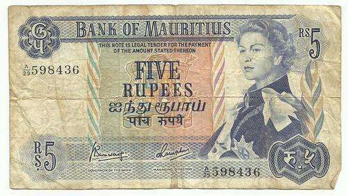 A PREFIX 5 RUPEES MAURITIUS BANK NOTE VERY RARE!!