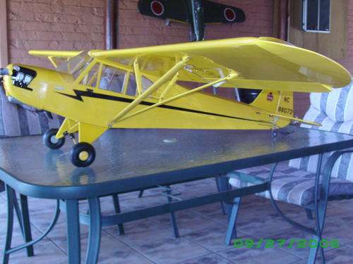PIPER CUB J3 scale model R/C aircraft with a SC 46 glow motor and all (5X) servos installed.