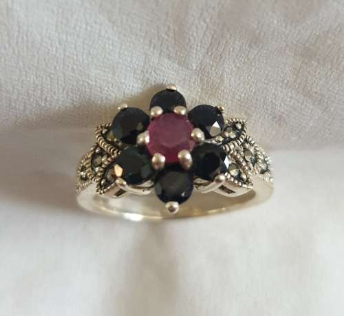 Sterling silver, marcasite ring