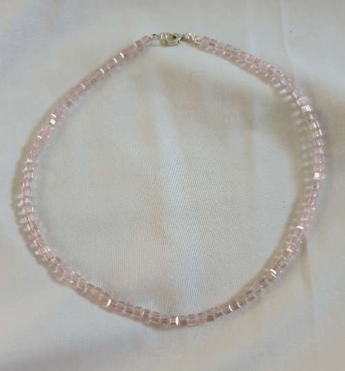 Cubed crystal AB necklace - pink