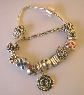Modern bracelet with rose charm