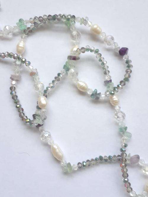 Fresh water pearl, gemstone and crystal necklace