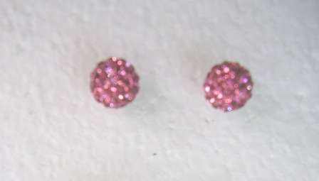 Pink CZ Shamballa earrings
