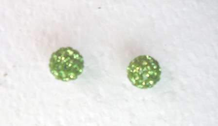 Peridot crystal Shamballa earrings