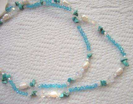 Fresh water pearl, crystal and gemstone necklace - **longer length **