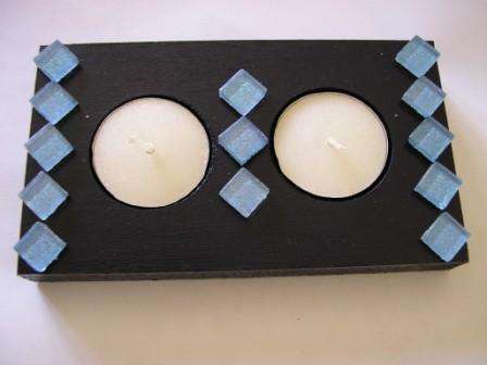 Navy and blue candle holder