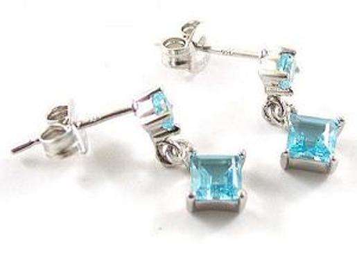 Pure 925 Sterling silver blue topaz earrings