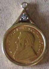 1/10 Kruger Rand Pendant with diamond