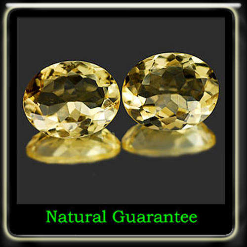 GLORIOUS 4.01CT NATURAL MATCHING PAIR YELLOW UNHEATED CITRINES POLISHED IN A OVAL GEMSTONES