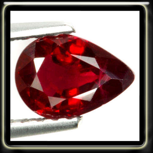 Unforgettable 3.25ct Pegion Blood Red Shimmering  Ruby Cut In A Beautifull Pear