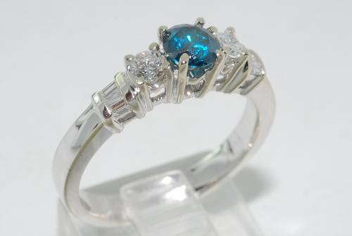 R46000 - .91CT OUT OF THIS WORLD 9-STONE BLUE DIAMOND ENGAGEMENT RING