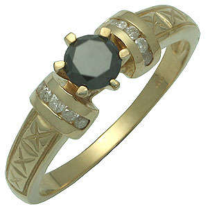 R18900 - SUPERB 1CT BLACK & WHITE DIAMOND 9K YELLOW GOLD RING