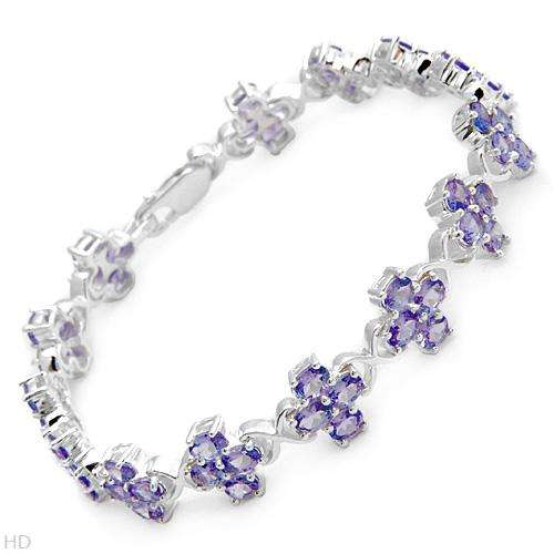 R13100 - AMAZING 9.52CT TANZANITE & DIAMOND FLOWER BRACELET