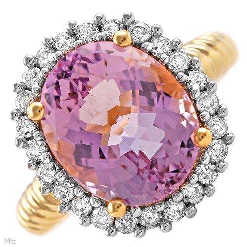 R36400 DAZZLING 5.25CT AMETHYST & DIAMOND RING CRAFTED IN YELLOW GOLD