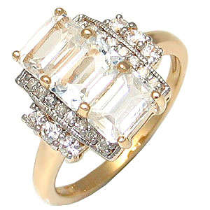 R4750 2.38CT WHITE TOPAZ & DIAMOND 9K SOLID YELLOW GOLD RING