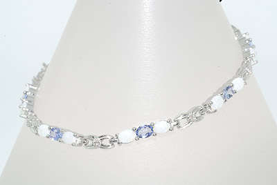 5.39CT OPAL, TANZANITE & DIAMOND BRACELET
