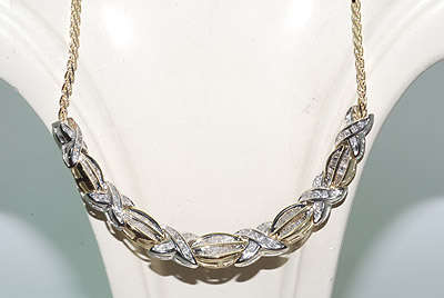 R100000 3.50CT DIAMOND CLUSTER 2 TONE GOLD NECKLACE