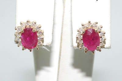 2.71CT RUBY & DIAMOND CLUSTER EARRINGS