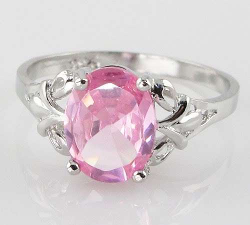 ***PRETTY*** solid sterling silver and pink sappire ring
