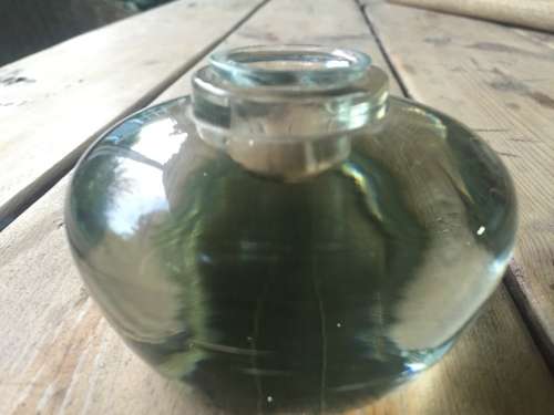Vintage glass ink well paperweight