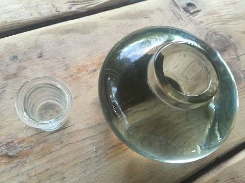 Vintage glass ink well paperweight