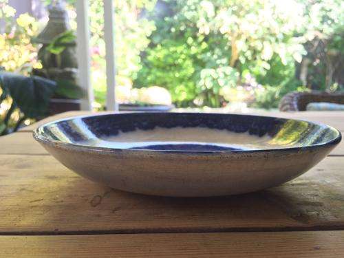 Blue flow willow pattern plate and soup cup