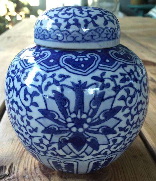 Blue and white ginger jar