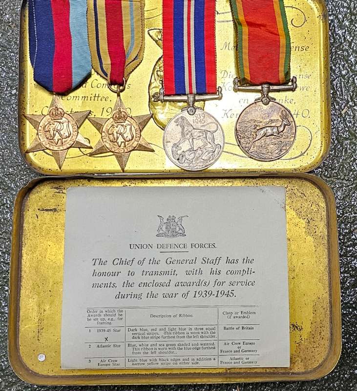 Set of Union Defense Force Medals with instruction pamphlet.