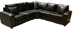 Genuine Leather Lounge Suite L Shaped Corner - Black