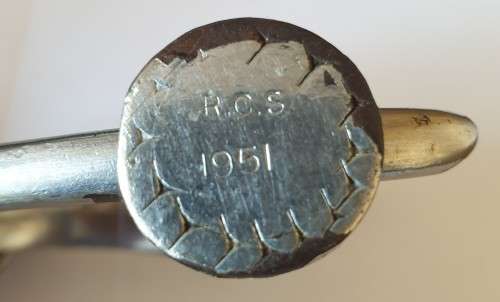 1951 RCS (Ruben Craddock & Sons) handcuffs - marked 1574, 2 screw tipe keys, do not lock